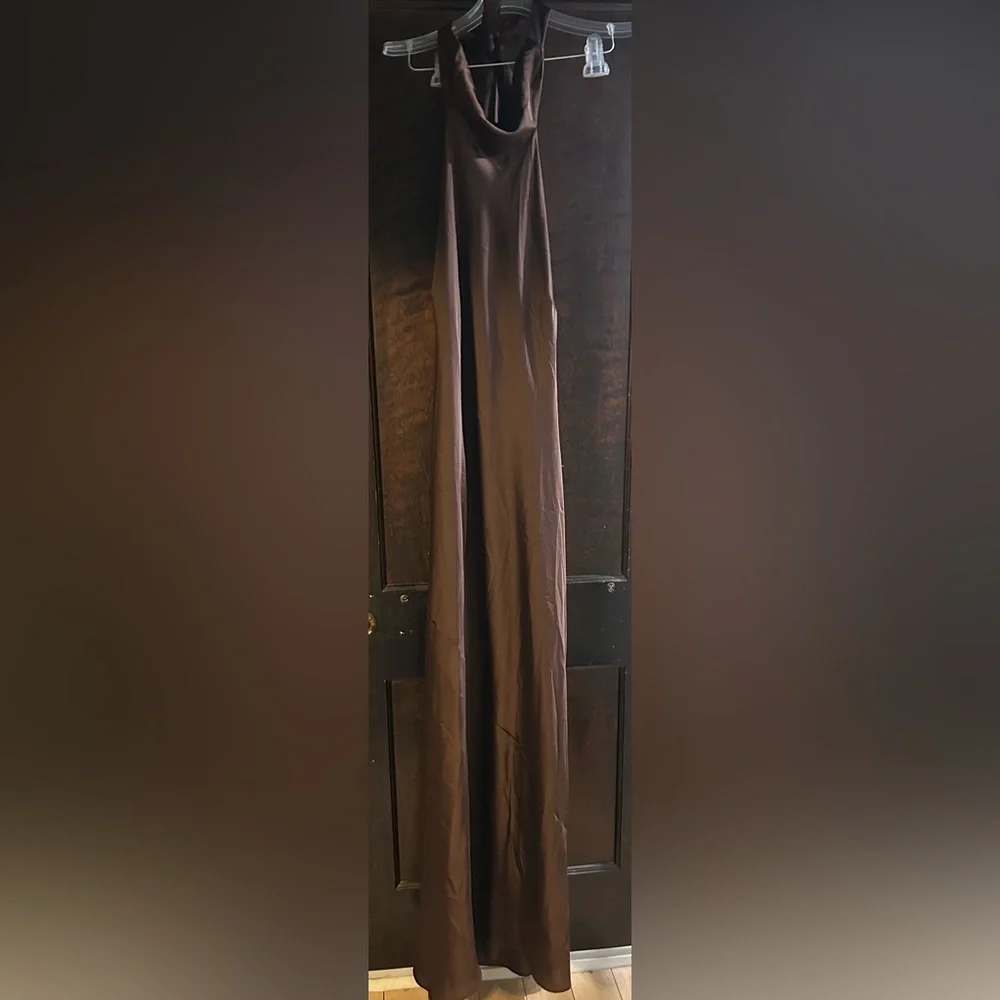 Show Me‎ Your MuMu Lisa Chocolate Brown Maxi Dress S - Picture 3 of 4